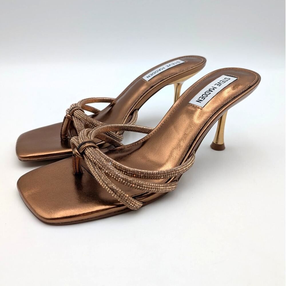 Steve Madden Jazzee Embellished Slide Sandal Women's Bronze Size US7M EU37.5